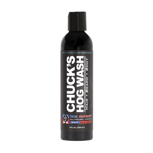 Chuck's Hog Wash - Gel de baño natural para barba y cuerpo - The Patriot Scent 8 oz - Deja tu barba más suave que nunca y es adecuado para uso diario