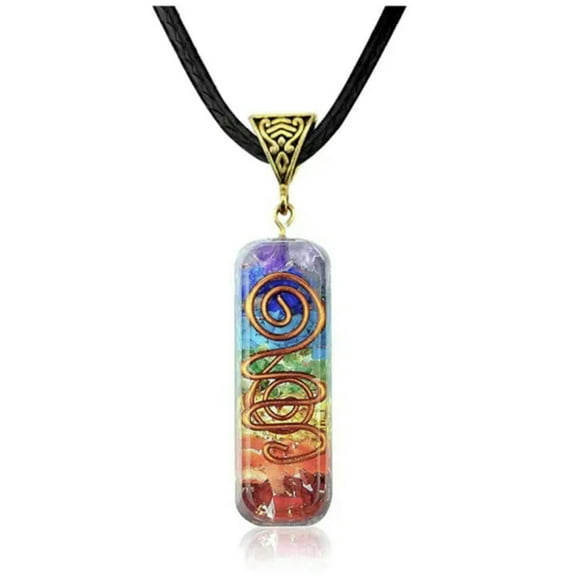 GKNET 7 Chakra Reiki Healing Yoga Natural Stone Pendant Necklace Unisex Jewellery Hot-2-Width 7 Chakra