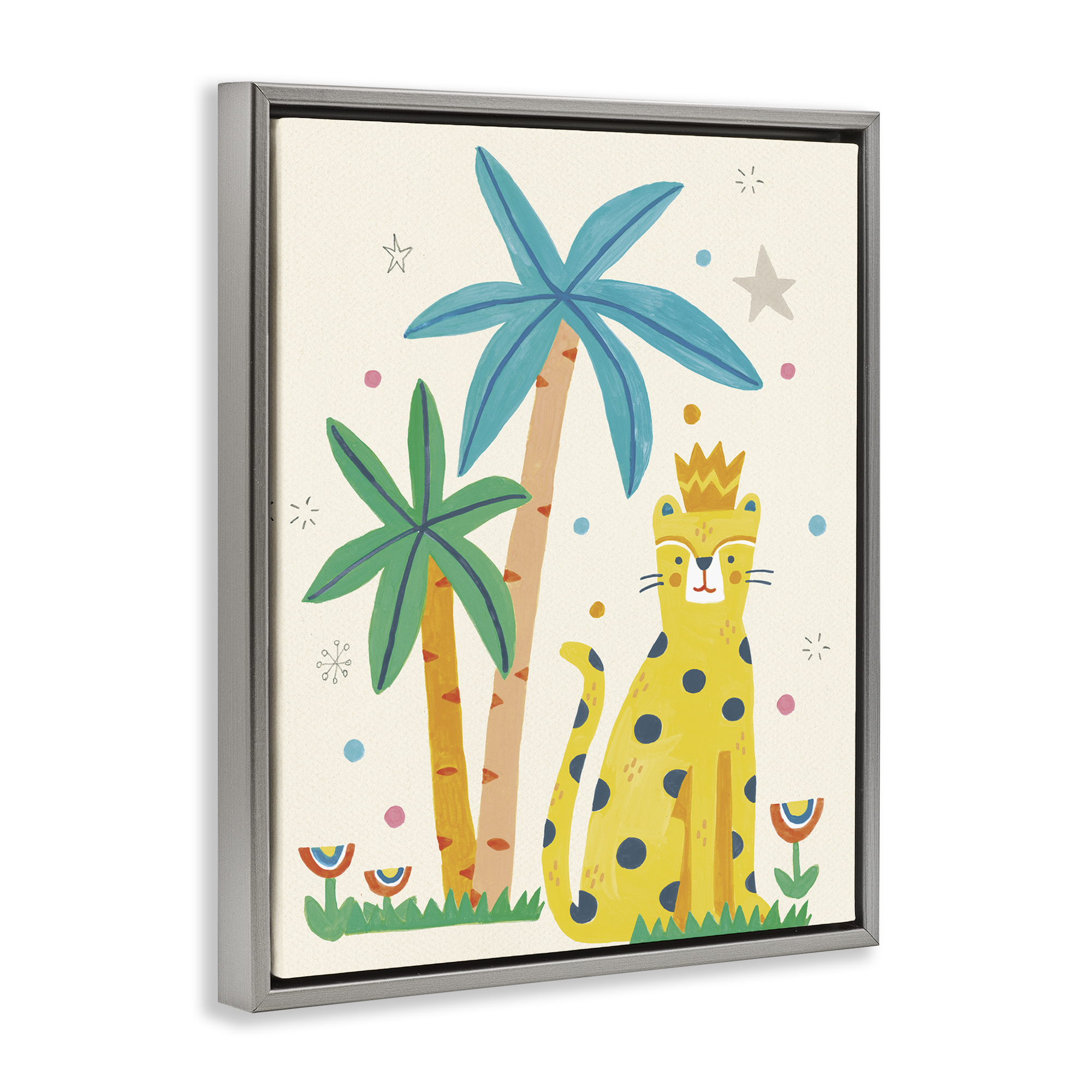 Stupell Industries Baby Cougar in Jungle Animals Painting Gray Floater Framed Canvas Art Print Wall Art, 17 x 21