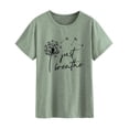 thumbnail image 3 of TWZH Women Dandelion Graphic Just Breathe Letter Print Short Sleeve T-Shirt, 3 of 6