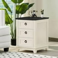 thumbnail image 7 of Farmhouse Nightstand, 18 Inch End Table with 3 Drawer Metal Handle, Dresser for Bedroom, Sofa Bed Side Table Chest of Drawers, Wood Night Stand Cabinet for Organizer, Living Room - White, 7 of 7