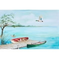 thumbnail image 3 of Gaynor, Janice 18x13 Black Modern Framed Museum Art Print Titled - Fishing Dock With Mallards, 3 of 5