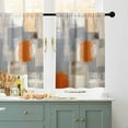 thumbnail image 3 of Kitchen Curtains and Valances Set 3 Piece Curtains 36 Inch Length Small Kitchen Window Curtains Orange Grey Modern Abstract Art Window Treatment Tiers for Bedroom Window Decor, Orange, 3 of 5