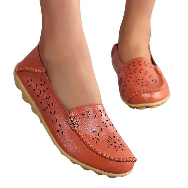 eczipvz Chaussures pour Femmes Habillées Décontractées Chaussures à Lacets Rondes Décontractées pour Femmes Chaussures Plates Mode en Flocage Chaussures Décontractées pour Femmes Compensées, Orange