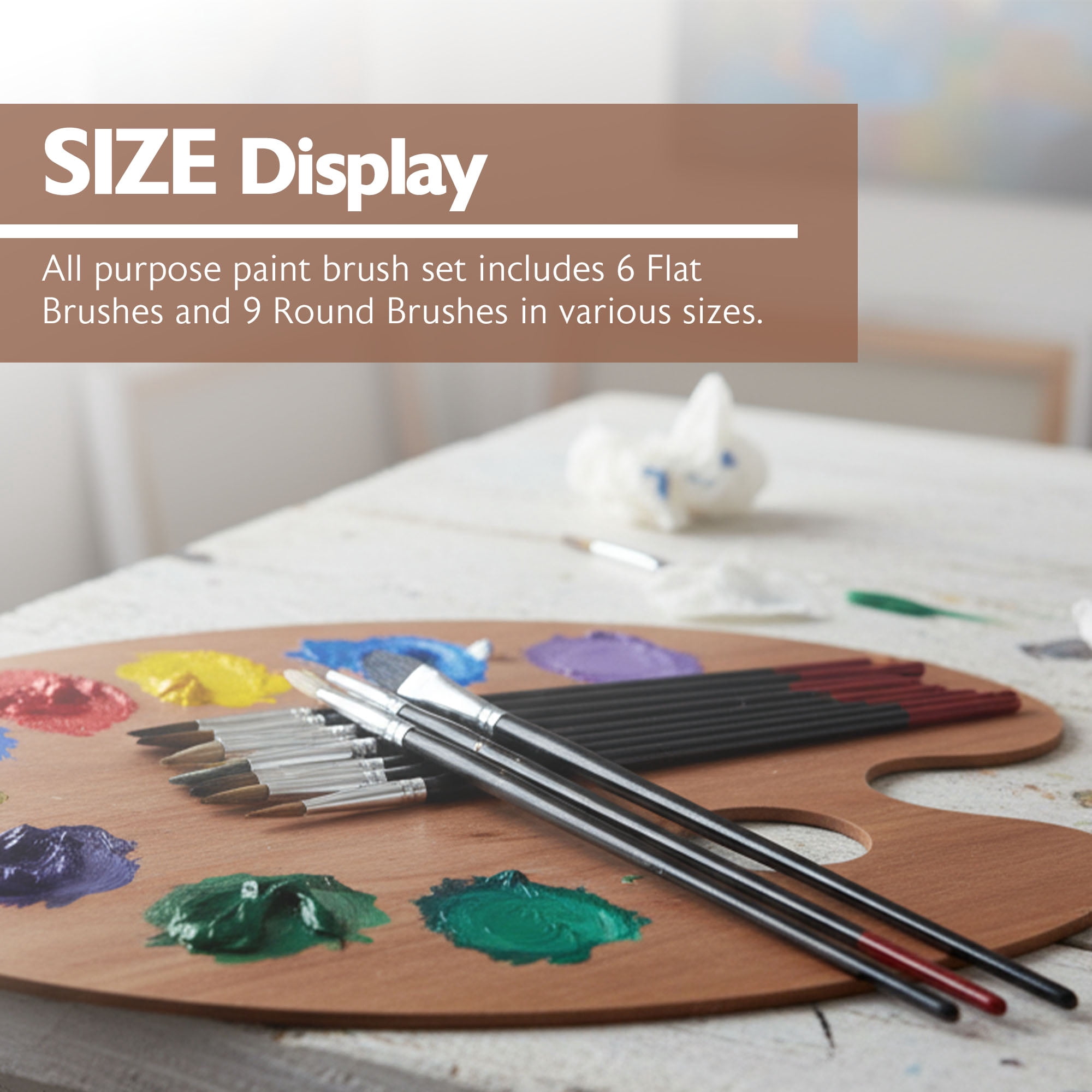 BAZIC Flat Natural Bristle Paint Brush (9/Pack) / Box Qty - 12