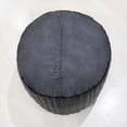 thumbnail image 2 of Round Shaped Goat Leather Handmade Eco-Friendly Black Pouf - Round Shape Pouf, 14" x 14"x 14", Plain Solid Pouf, Goat Leather Pouf, Recycled Cotton Fill Stuffed Pouf, Leather Seating Pouf, 2 of 5