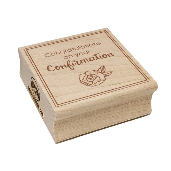 Sweet Rose Congratulations on Your Confirmation Christian Catholic Square Rubber Stamp Stamping Scrapbooking Crafting - Medium 1.75in