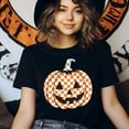 thumbnail image 3 of Checkered Pumpkin Graphic T-Shirt | Unisex Fall Outfit, Light Pink, Size M, 3 of 6