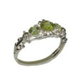 thumbnail image 1 of LBG British Made 18k White Gold Natural Peridot Womens Trilogy Ring - 33 size options - Sizes 4 to 12 Available, 1 of 6