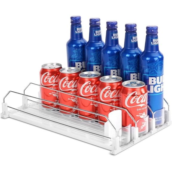 Automatic Soda Can Organizer for Refrigerator Can Dispenser for Beer Soda Seltzer Drink Pop Can Holder Self-Pushing Drink Organizer for Fridge Storage 15 cans of 11.15oz 12oz 16oz 16.9oz