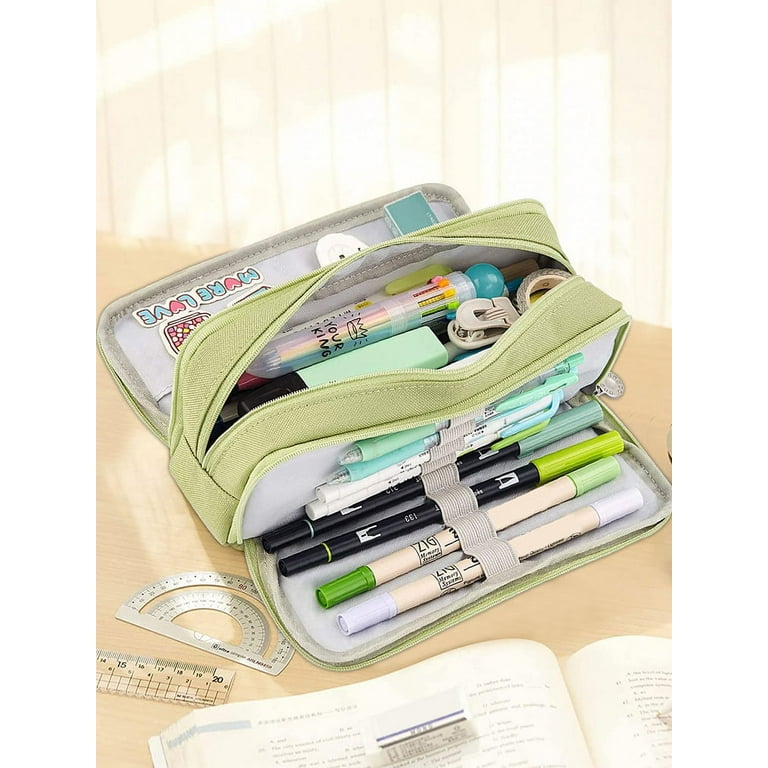 Eummy Pencil Case Large Capacity Pen Bag 3 Compartment Pen Pouch Organizer  Portable Stationery Bag Holder with Zipper for School Teen Girl Boys Adults