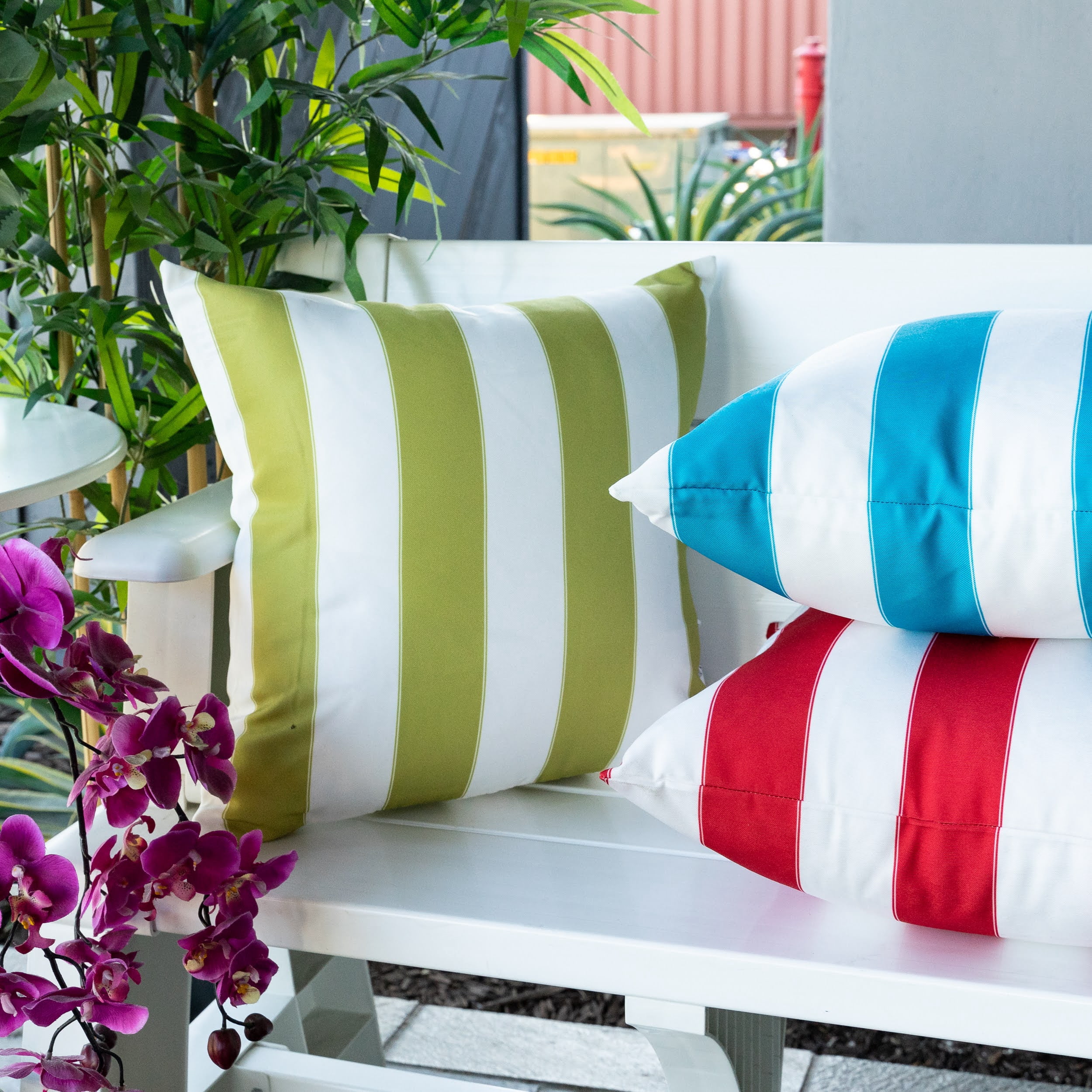 Bailey Aqua Square Outdoor Throw Pillow