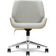 thumbnail image 4 of Elle Decor Ophelia Office Chair, Curved Bentwood Low-Back and Seat, Chrome Swivel Base, Woven Fabric, Gray, 4 of 9