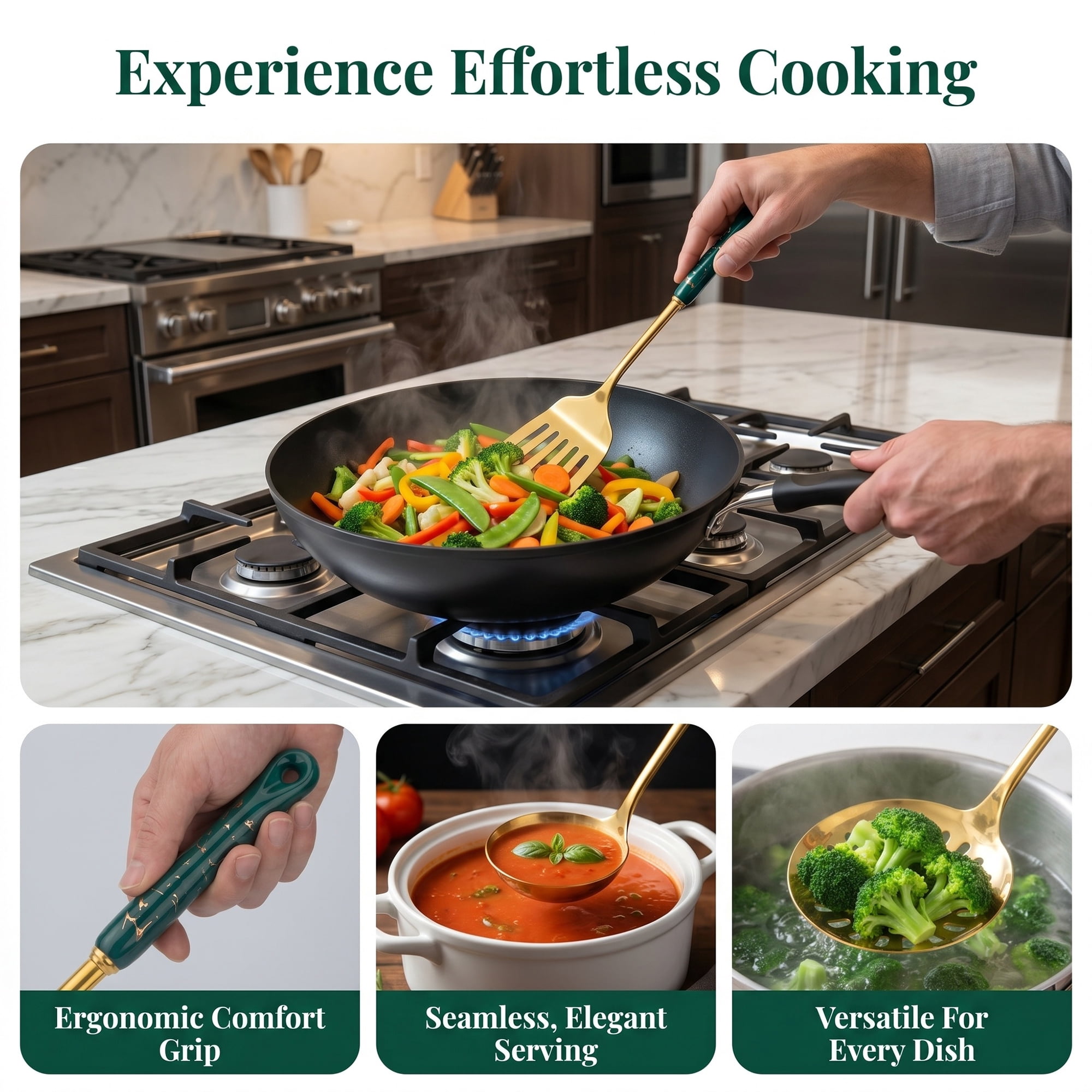 Unique Bargains Essential Kitchen Gadgets Cooking Utensil Set with Silicone Green B 7pcs
