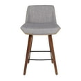 thumbnail image 5 of Corazza Mid-Century Modern Counter Stool in Walnut Wood and Light Grey Fabric by LumiSource, 5 of 7