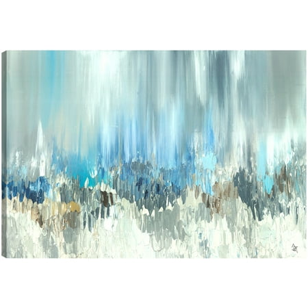 Navy Blue Abstract Art ArtMaison Canada Blue Visuals Abstract Gel Brush Finish Canvas Wall Art Décor Gallery Wrapped 30X40 Ready to Hang. ()