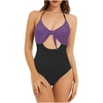 thumbnail image 2 of Feimerou Womens Sexy One Piece Bathing Suit Swimsuit High Cut Cheeky Coverage Cutout Halter Neck Sexy Spaghetti Straps Monokini Swimwear Valentines Day Gifts, 2 of 5
