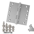 thumbnail image 2 of EMBASSY Door Hinge 5 x 5 Solid Brass Satin Nickel with Acorn Tips, 2 of 7