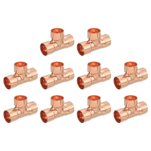 3/4-inch x 3/4-inch x 3/4-inch Copper Reducing Tee Copper Pressure Pipe Fitting Connector 10Pack