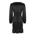 thumbnail image 5 of Kaemgyyd Women's Satin Silky Dress Soft Comfy Wrap V Neck Tie Waist Cocktail Dress Elegant Long Sleeve Solid Mini Short Dress, 5 of 6
