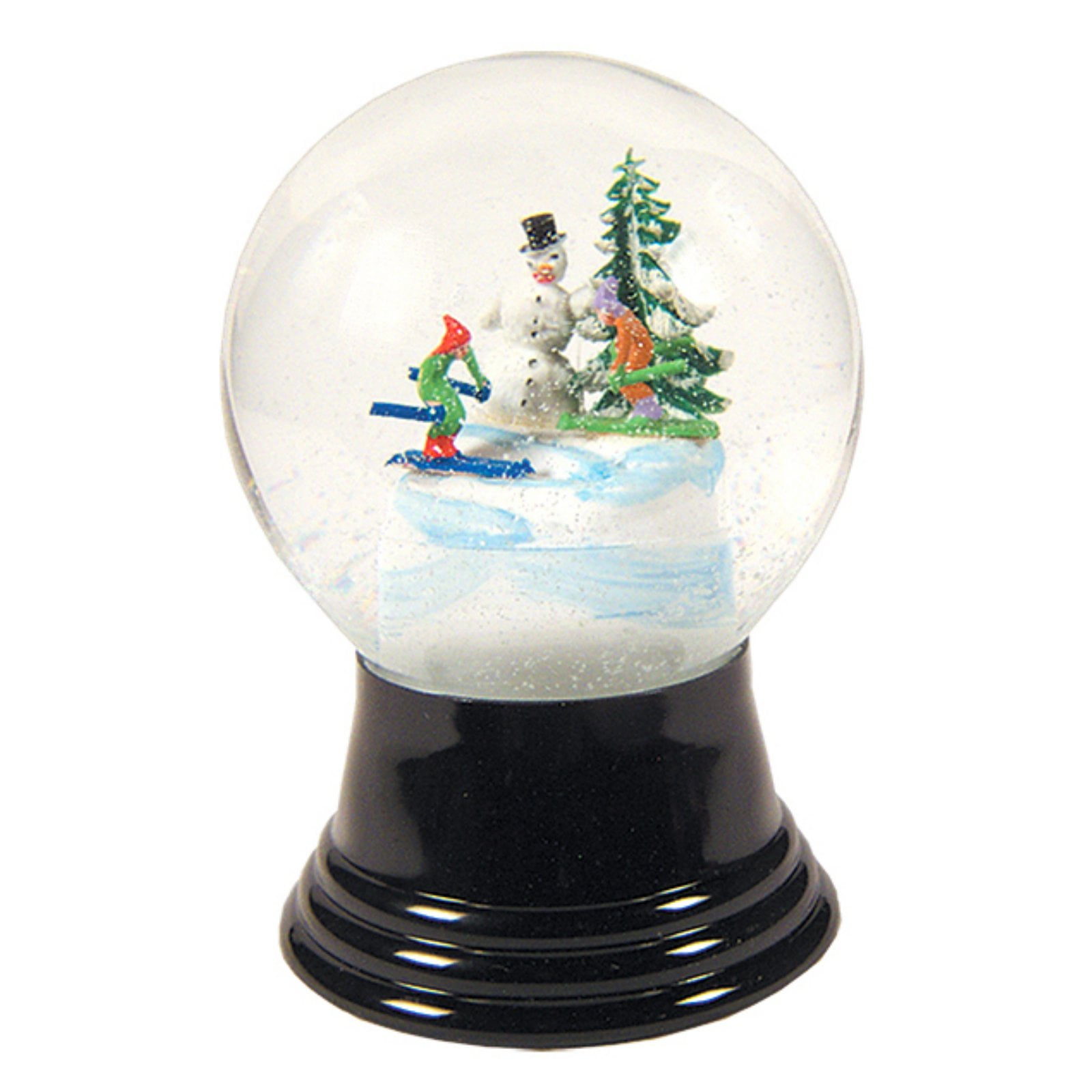 Medium Skier with Snowman Snow Globe