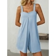 thumbnail image 6 of IROINNID Solid Color Jumpsuits for Women Summer Casual Short Jumpsuit Shorts Sleeveless Overalls Wide Leg Romper Shorts with Pockets(Sky Blue,M), 6 of 8