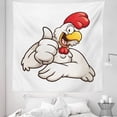 thumbnail image 1 of Smile Tapestry, Cartoon Style Joyous Chicken Giving Funny Thumbs, Fabric Wall Hanging Decor for Bedroom Living Room Dorm, 5 Sizes, White Vermilion Eggshell, by Ambesonne, 1 of 1