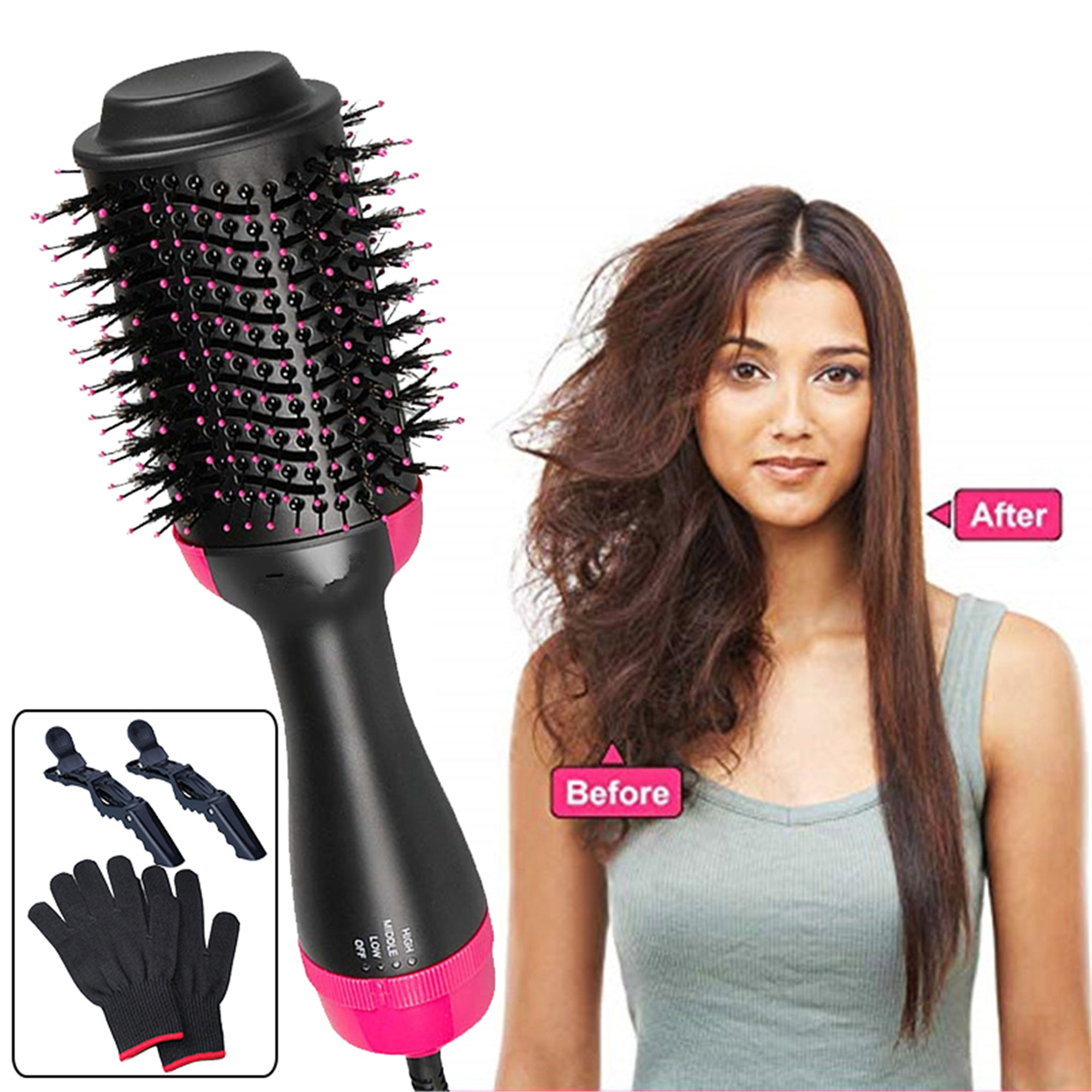 Elbourn 4 in 1 Hair Dryer with Comb, Hot Air Brush Dryer for