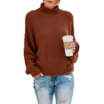 thumbnail image 3 of PrettyGuide Women's Sweaters Dolman Sleeve Mockneck Oversized Cable Knit Pullover Sweaters M Wine, 3 of 8