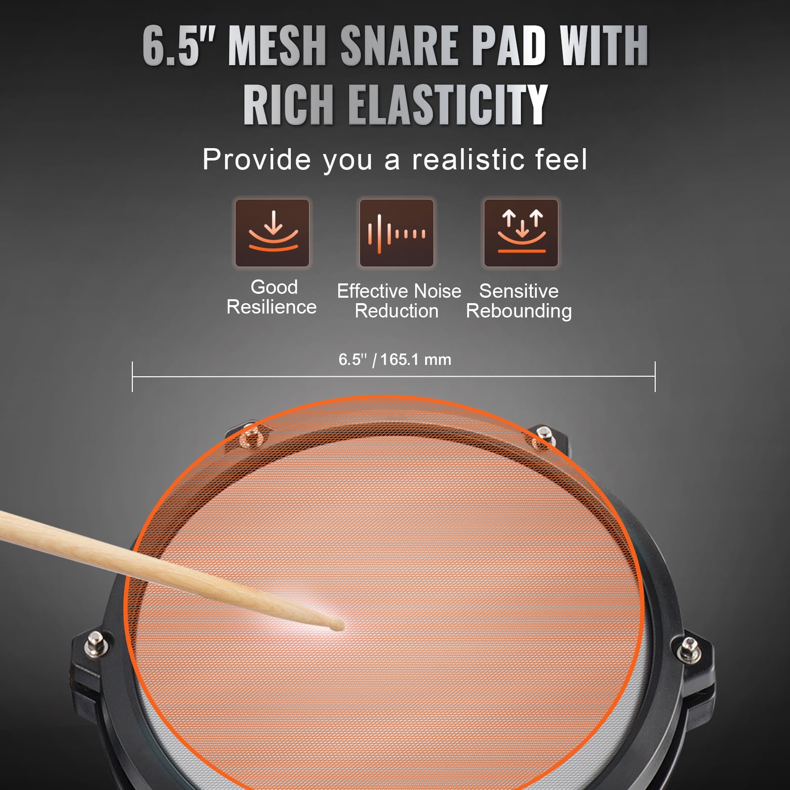 KFFKFF Electronic Drum Set, Comprises 15 Drum Sets & 150 Unique Sounds, 6.5 in Silent Mesh Snare, Supported by USB MIDI, Comes with 10 in Cymbals, Drum Sticks & Headphones
