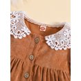 thumbnail image 4 of Faithtur Enfants Filles Robe en Velours Côtelé, Robe à Manches Longues Dentelle Patchwork Plissée Automne une Ligne Robe, 4 of 9