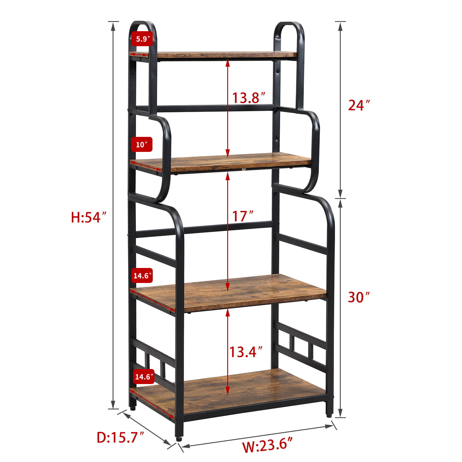 O&K FURNITURE Metal 4-Tier Kitchen Bakers Rack with Storage Shelf, Standing  Microwave Oven Stand Rack Spice Rack Organizer, Double-Purpose Rack for