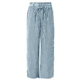 thumbnail image 4 of Arlun Womens Striped Print Wide Leg Palazzo Pants 2026 Early Spring Bottoms Drawstring High Waisted Lightweight Soft Comfy Trousers Trendy Holiday Beach and Daily Wear Sky Blue XL, 4 of 5