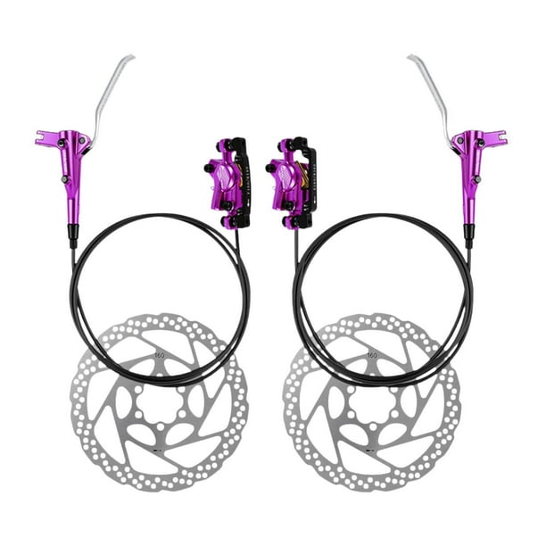 Juego de frenos de disco hidráulicos para bicicleta de montaña Kit de freno de disco delantero y trasero doble Violeta