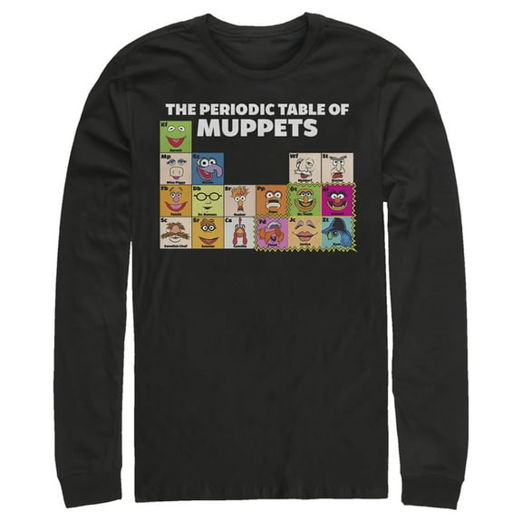 Men's The Muppets Periodic Table Long Sleeve Shirt Black Large