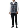 thumbnail image 2 of INSPIRE CHIC Men's Vests Argyle Knit Slim Fit Sleeveless Contrast Color Pullover Vest M Dark Gray, 2 of 7
