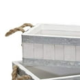 thumbnail image 2 of Benjara BM221107 Plank Style Rectangular Wooden Tray Rope Handle, White - Set of 2, 2 of 5