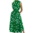 thumbnail image 1 of Woman Solid Print Sleeveless Button Elastic Waist Pocket Turndown Collar Dress, 1 of 6