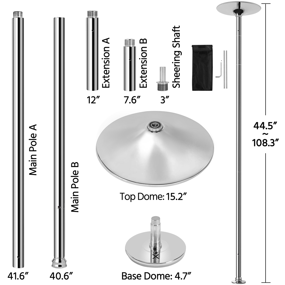 Yaheetech 45mm Height Adjustable Portable Removable Dance Pole, Silver - image 4 of 11