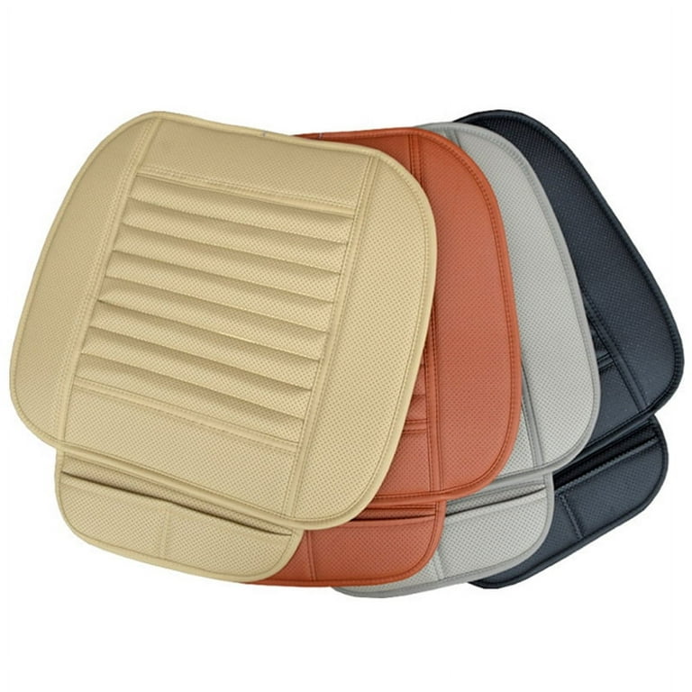 Car Front Seat Cushion, Breathable PU Leather Bamboo Charcoal Car Interior  Seat Cover Cushion Pad for Auto Supplies Office Chair PU Leather Car Seat 
