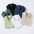 thumbnail image 4 of HBFAGFB Shirts for Men Lapel Button up Short Sleeves Simple Soft Work Tops with Pocket Blue Size M, 4 of 4