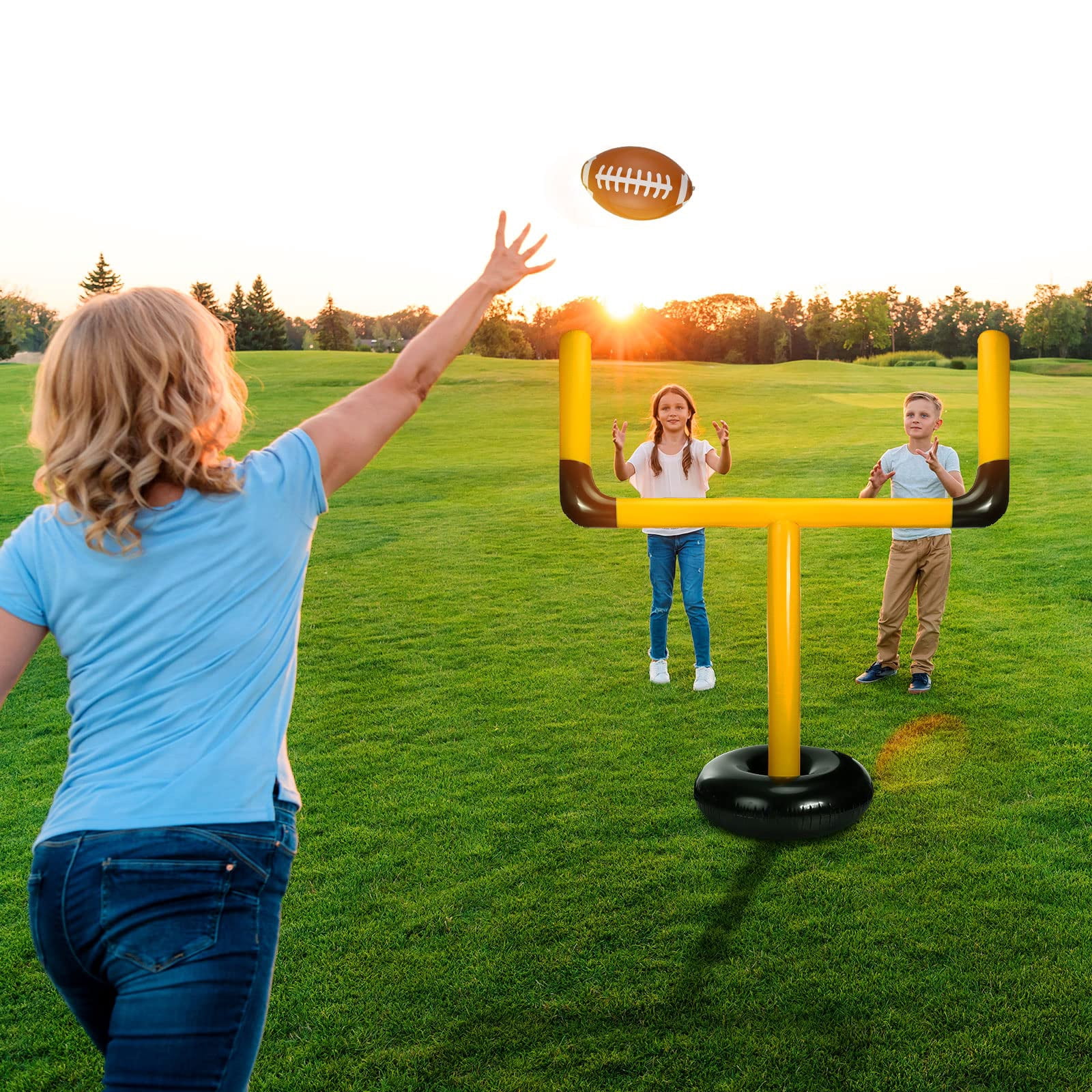 5-Pack Giant Inflatable Football Set With Tee - 40 Inch Jumbo Football For Party Games & Decor