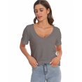 thumbnail image 4 of Womens Deep V Neck T Shirts Casual Short Sleeve Loose Fit Basic Fashion Tee, 4 of 6
