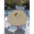 thumbnail image 6 of Beige Round Fitted Tablecloth with Elastic Edge, Waterproof Table Cloth Table Cover for 45"-54" Tables, Farmhouse Burlap Solid Brown Color Modern Linen Texture Tablecloths for Dining Picnic Outdoor, 6 of 9