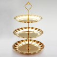 thumbnail image 3 of Soporte de 3 niveles para postres y magdalenas Inteprter dorado acero inoxidable, 3 of 6