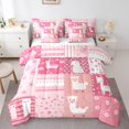 thumbnail image 1 of YST Ensemble de Couette Dessin Animé Alpaca, Grille Patchwork Animal Kawaii, Polyester, Taille Simple (7 Unités), 1 of 5