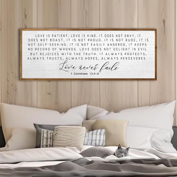 Cskhip Love is Patient Love is Kind Rustic Wood Signs Pantry Street Signs Vintage Wood Plaque Farmhouse Wall Art Wall Decor for Home Man Cave Door Porch Garden Party 6" x 16"