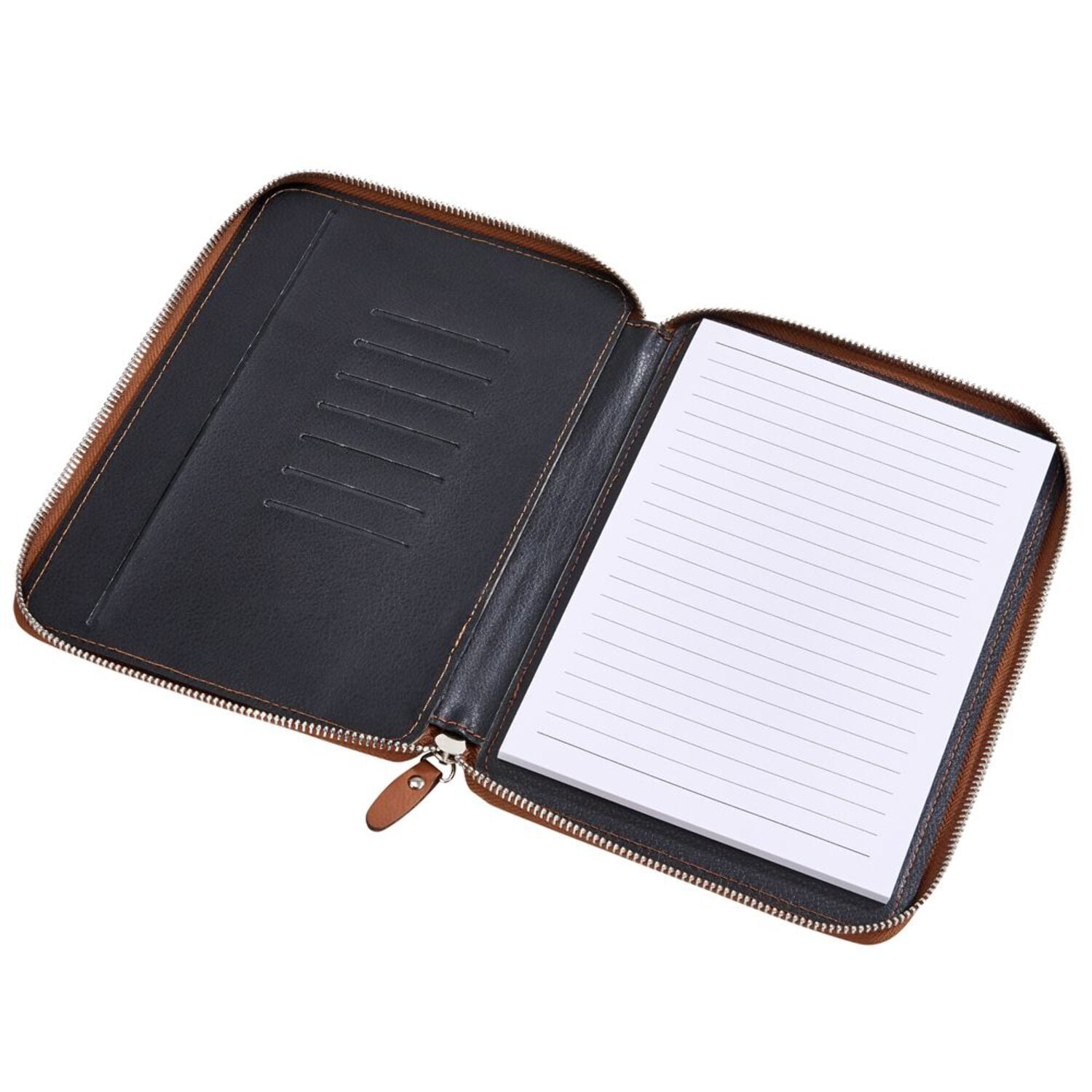 Creative Gifts International 002318 Leatherette Zippered Notepad Case, Caramel