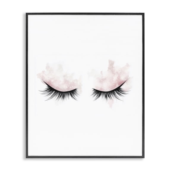 Stupell Industries Glam Pastel Pink Makeup & Lashes Black Framed Giclee Art, 11 x 14, by Christine Simpson Art