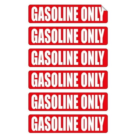Labels Stickers Decals - 6 pack GASOLINE ONLY Decals / Stickers / Labels / Markers Fuel Gas